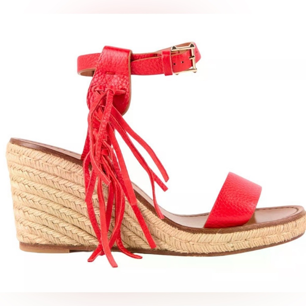 Valentino Garavani Red Espadrille Wedge Sandals